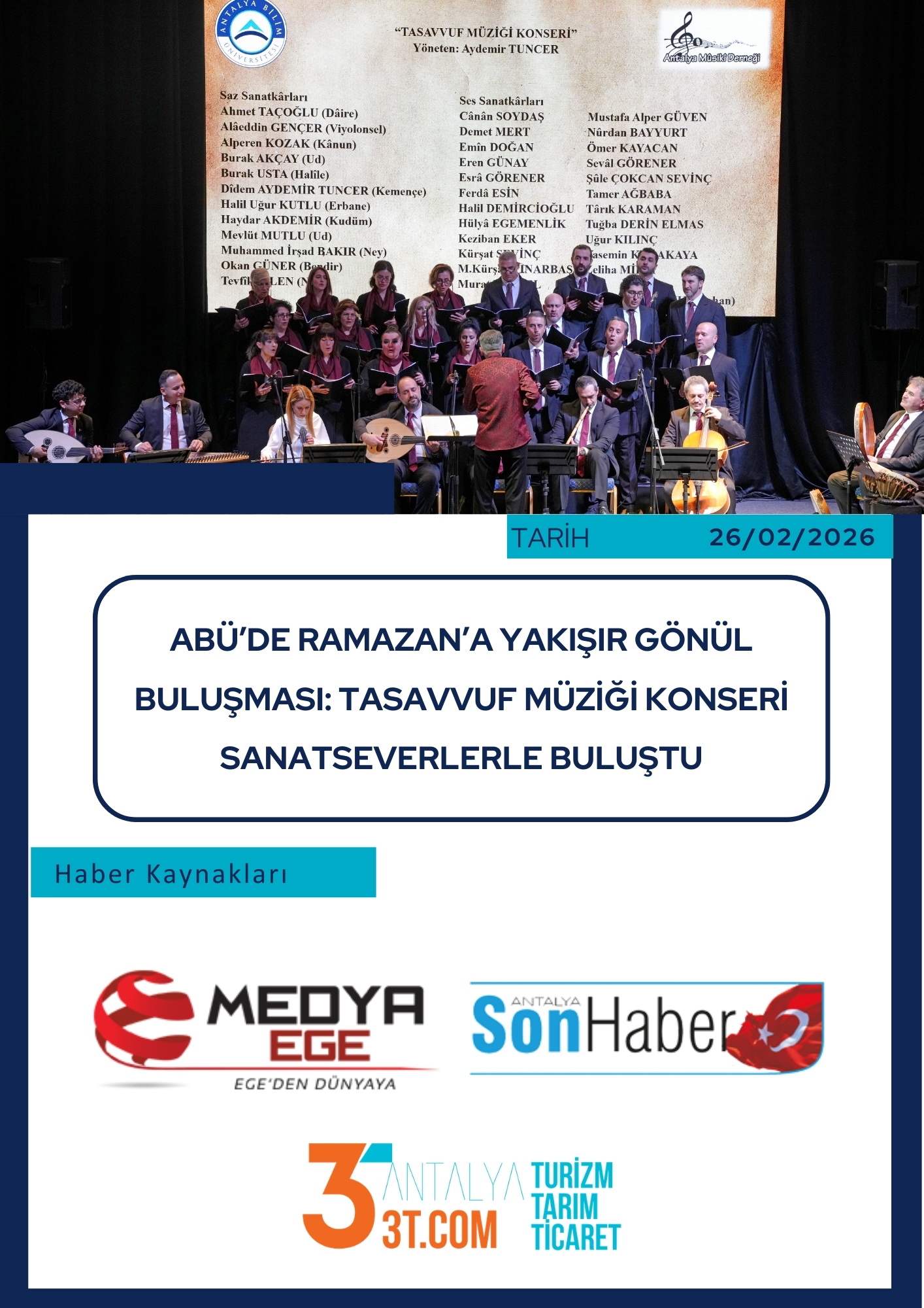 ABÜ’de Ramazan’a Yakışır Gönül Buluşması: Tasavvuf Müziği Konseri Sanatseverlerle Buluştu