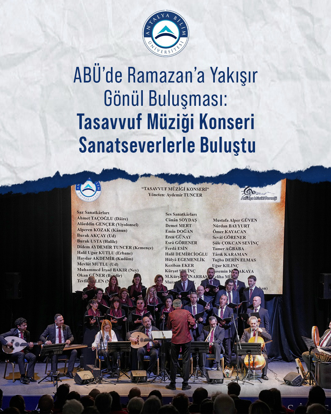 ABÜ’de Ramazan’a Yakışır Gönül Buluşması: Tasavvuf Müziği Konseri Sanatseverlerle Buluştu