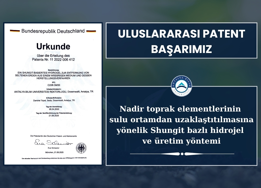 ABÜ’den Patent Başarısı: Shungit Bazlı Hidrojel ile Nadir Toprak Elementlerinin Arıtımında Yeni Adım