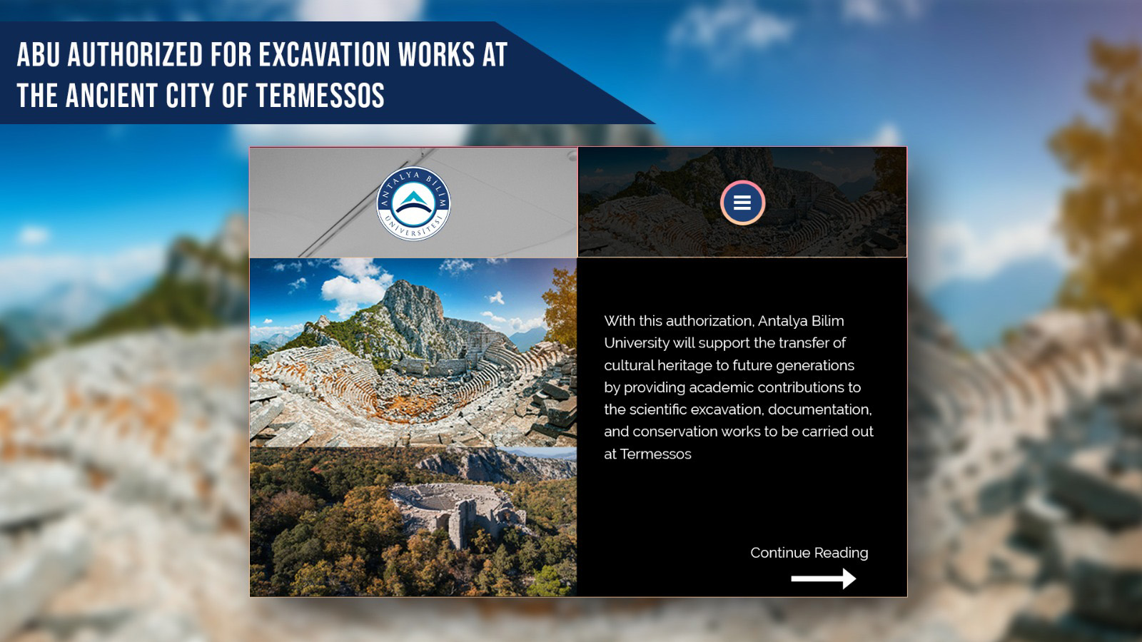 Antalya Bilim University Authorized for Excavation Works at the Ancient City of Termessos