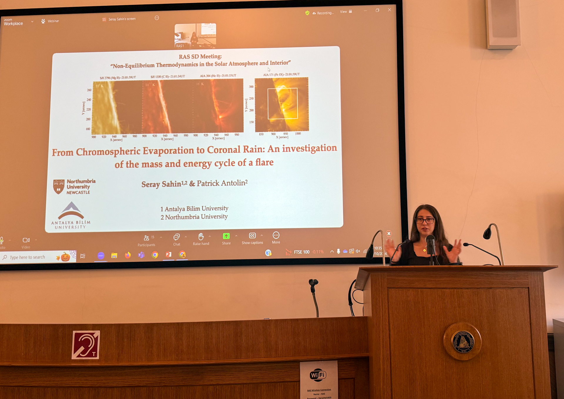 Dr. Seray Şahin Solakcı was honoured as an invited speaker at a special  panel hosted by the Royal Astronomical Society (RAS