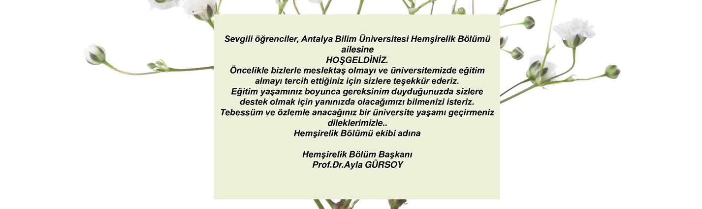 Hemşirelik Bölümü'ne Hoş geldiniz