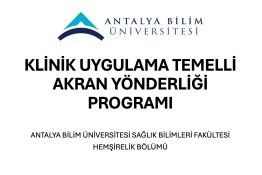 Klinik Uygulama Temelli Akran Yönderliği Programı