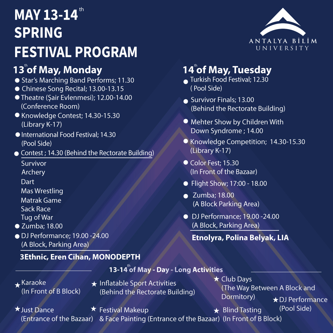 May 13-14th Spring Festival Program